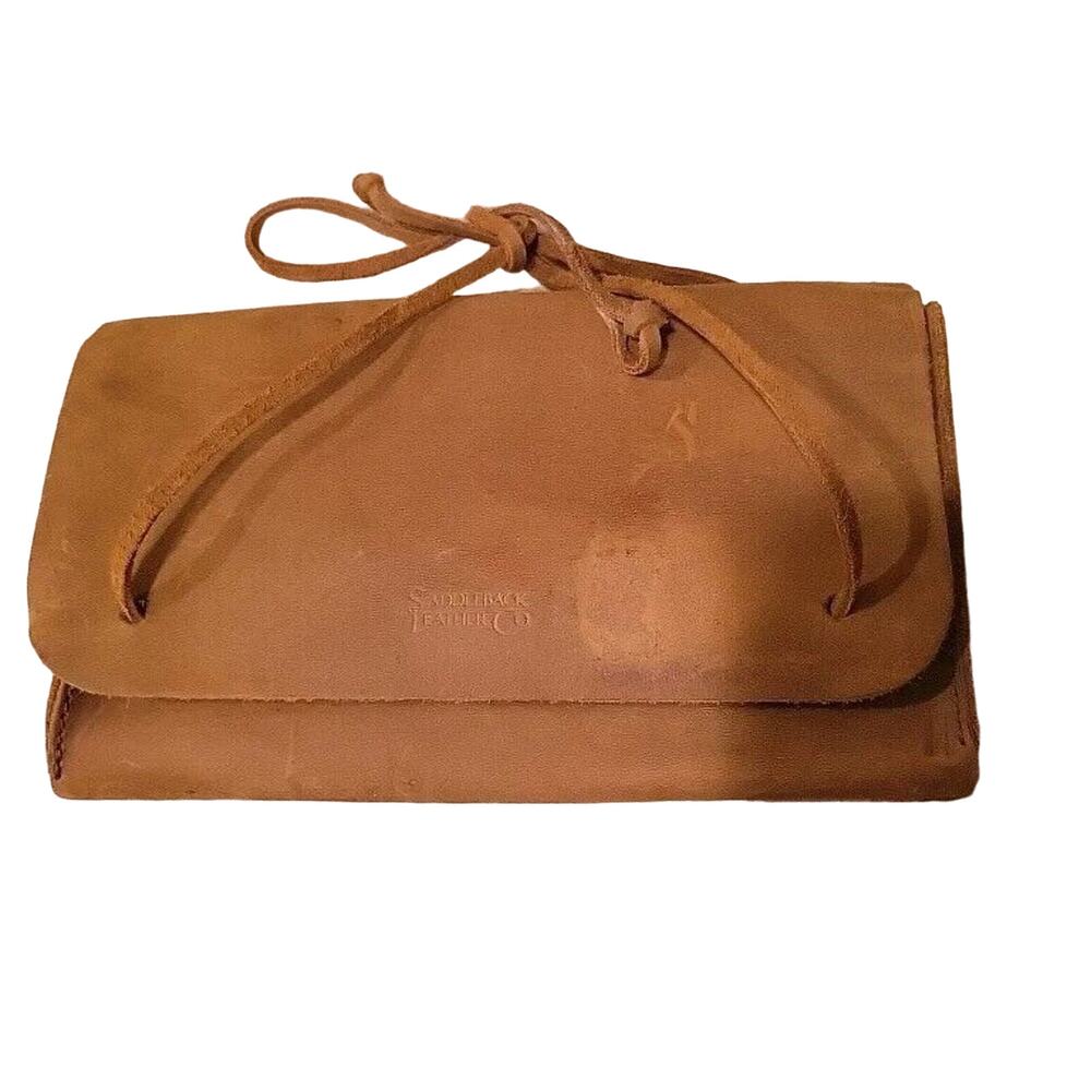 Saddleback Leather Company Wallet Purse Ties Brown Buckskin 8.5"×5"